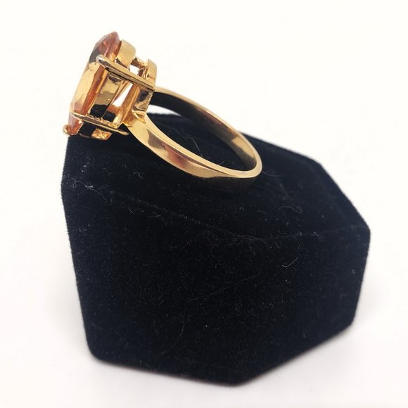 Simulated Orange-Yellow Pear Shaped Gemstone Ring Size 8 - Picture 5 of 10